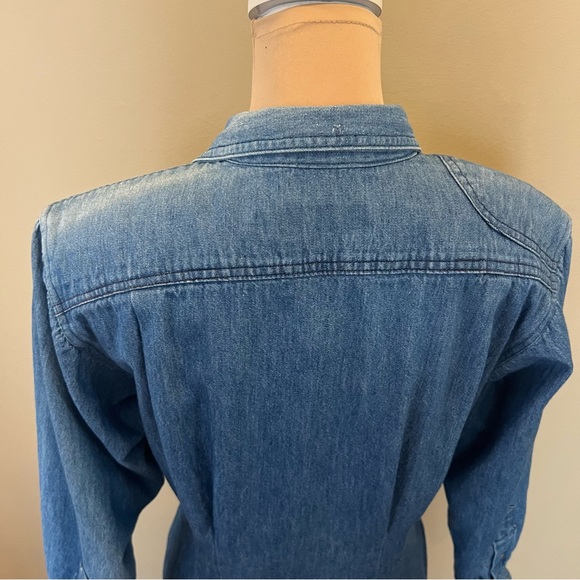 Ralph Lauren Women’s Denim Dress Size 10 VINTAGE Button Front Shoulder Pads 80’s - Picture 10 of 15